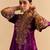 Purple embroidered velvet kurta set with dupatta