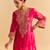 Pink embroidered velvet kurta set