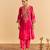 Pink embroidered velvet kurta set with dupatta