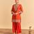 Orange embroidered silk kurta set with dupatta