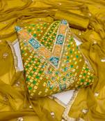  green embroidery and print rayon dress material 