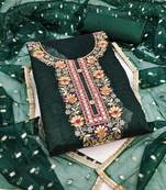  green embroidery chanderi cotton dress material 