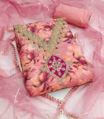  pink embroidery print organza dress material 