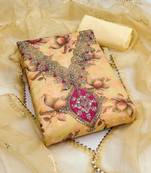  yellow embroidery print organza dress material 