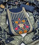  blue embroidery roman silk dress material 