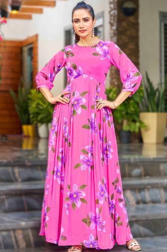 pink readymade georgette kurti set for women