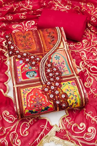  handwork embroidery viscose dress material 