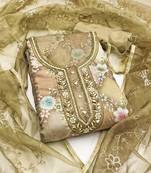  handwork print organza dress material 