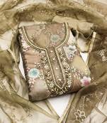  handwork print organza dress material 