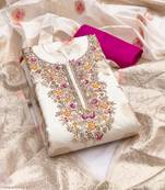  white weaving handwork silk dress material 