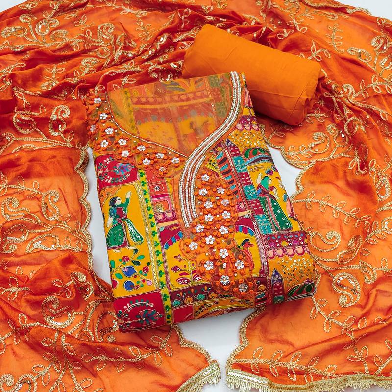  handwork embroidery viscose dress material 