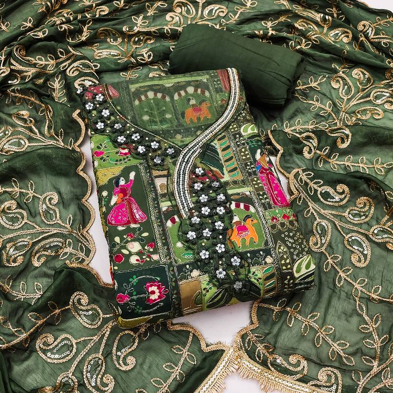  handwork embroidery viscose dress material 