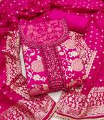  pink weaving handwork jacquard dress material 