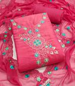  pink embroidery viscose dress material 