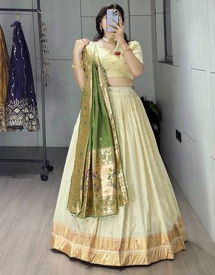 maroon paithani silk lehenga choli set 1
