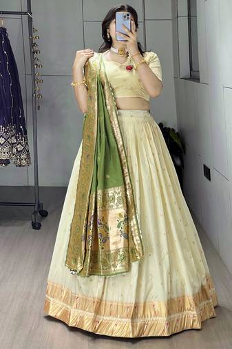 maroon paithani silk lehenga choli set