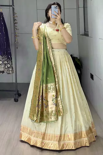 maroon paithani silk lehenga choli set