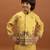 Yellow viscose silk nehru jacket set with sequins embroidered work