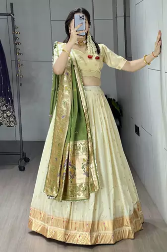 maroon paithani silk lehenga choli set