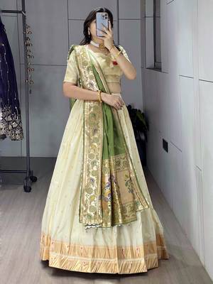 maroon paithani silk lehenga choli set 3