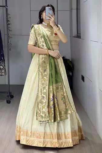 maroon paithani silk lehenga choli set