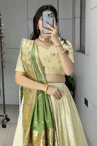 maroon paithani silk lehenga choli set