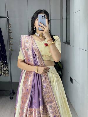 royal blue paithani silk lehenga with zari weaving 4