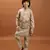 beige viscose silk embroidered boys kurta set with jacket & pant