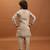 beige viscose silk embroidered boys kurta set with jacket & pant