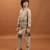 beige viscose silk embroidered boys kurta set with jacket & pant