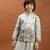 sky blue viscose silk embroidered boys kurta set with jacket & pant