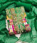 elegant green handwork viscose banarasi dress material