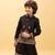 black viscose silk embroidered boys kurta set with jacket & pant