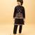 black viscose silk embroidered boys kurta set with jacket & pant