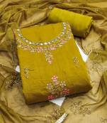 light green handwork embroidered cotton silk dress material