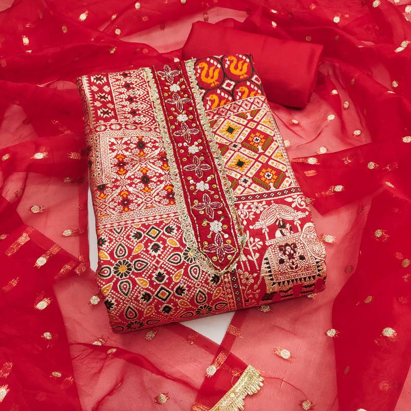  embroidery handwork viscose dress material 