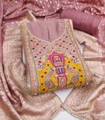  purple handwork simmer silk dress material 