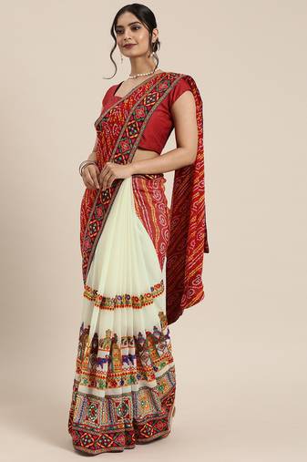 elegant bandhani georgette saree