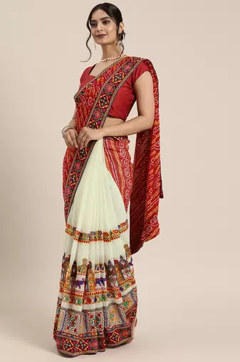 elegant bandhani georgette saree
