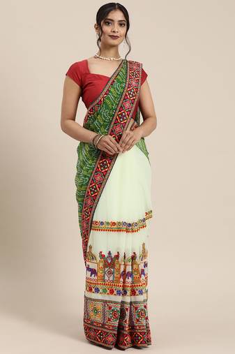 traditional bandhani georgette saree