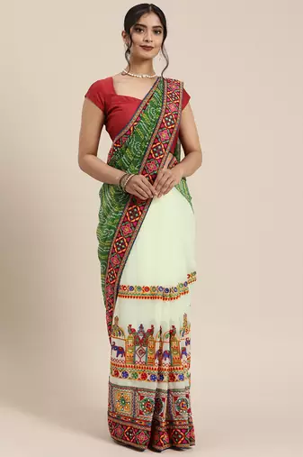 traditional bandhani georgette saree