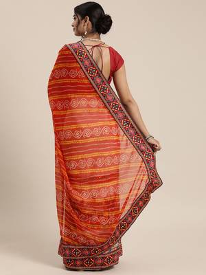 festive bandhani georgette saree with embroidery 2