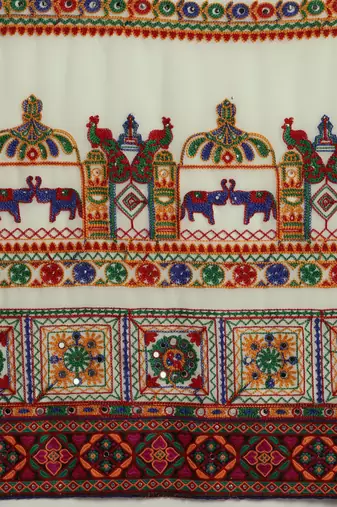 festive bandhani georgette saree with embroidery