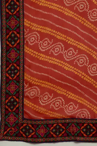 festive bandhani georgette saree with embroidery