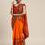 red half and half bandhani pallu red  and orange color saree