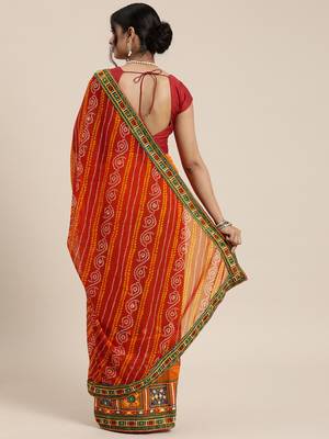premium half bandhani pallu georgette saree 2