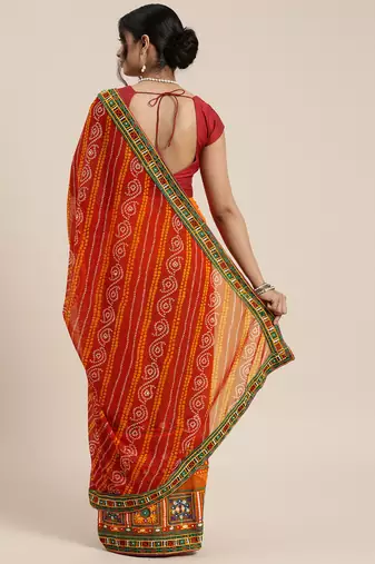 premium half bandhani pallu georgette saree