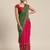 green half and half bandhani pallu green and pink color saree