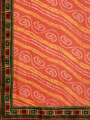 bandhani pallu half georgette saree with embroidery work 4