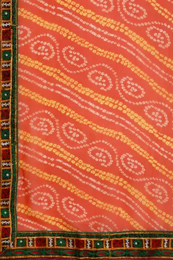 bandhani pallu half georgette saree with embroidery work